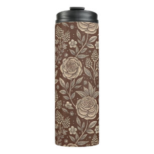 Cafe Rose Wild Floral Pattern Thermal Tumbler