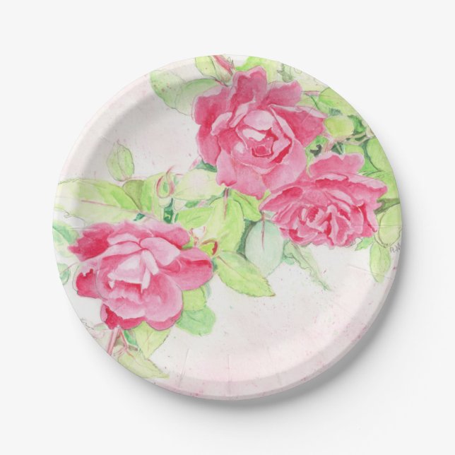 Cafe Roses design on Paper Plates 8" (Front)