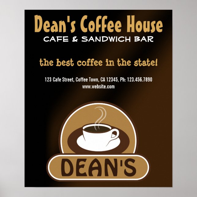 Cafe Shop Coffee Cup Custom Marketing Posters (Front)
