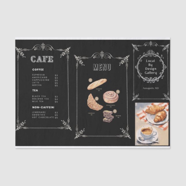 Cafe signage decoupage tissue paper (Front)