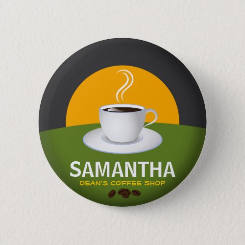 Cafe Staff ID Name Tags Coffee Shop White Cup Button