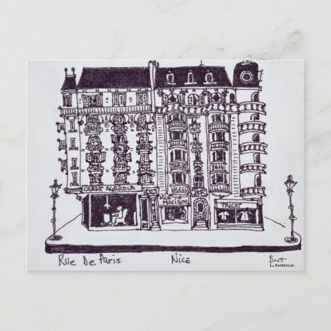 Cafe & Stores on Rue de Paris | Old Nice, France Postcard (Front)