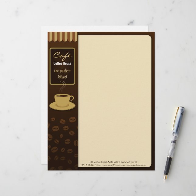 Cafe Stylish Coffee Shop Cup Business Letterhead (Front/Back In Situ)