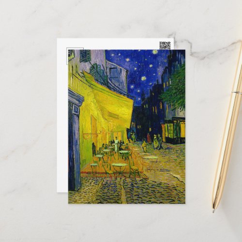 Cafe Terrace Arles Place du Forum by van Gogh Holiday Postcard