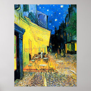 Café Terrace at Night (1888) Vincent Van Gogh Art Poster