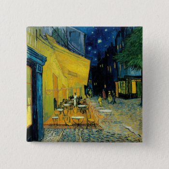 Café Terrace At Night Button by vintage_gift_shop at Zazzle