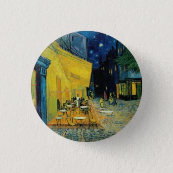 Café Terrace At Night Button by vintage_gift_shop at Zazzle