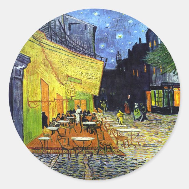 Cafe Terrace at Night by Vincent van Gogh 1888 Classic Round Sticker (Front)