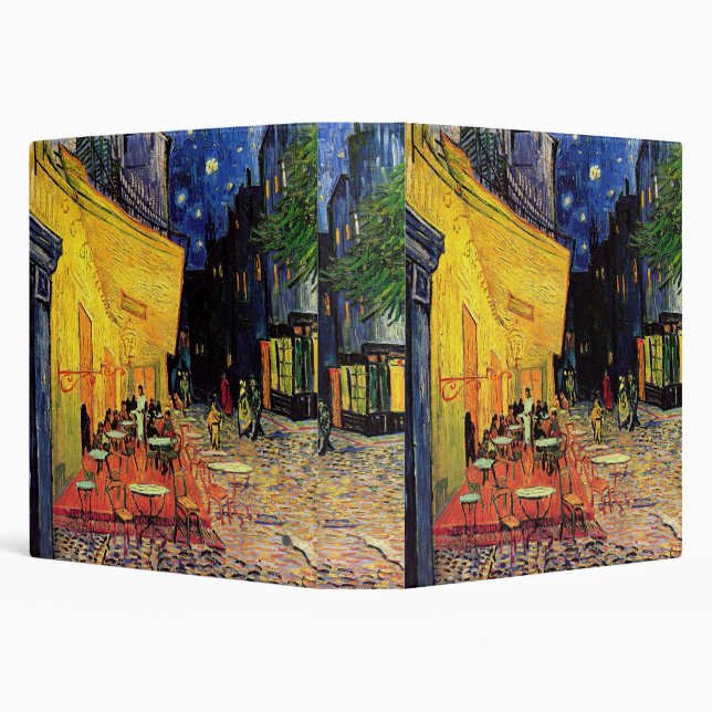 Cafe Terrace at Night by Vincent van Gogh 3 Ring Binder (Background)
