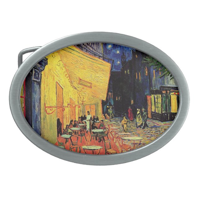 Cafe Terrace at Night by Vincent van Gogh Belt Buckle (Front)
