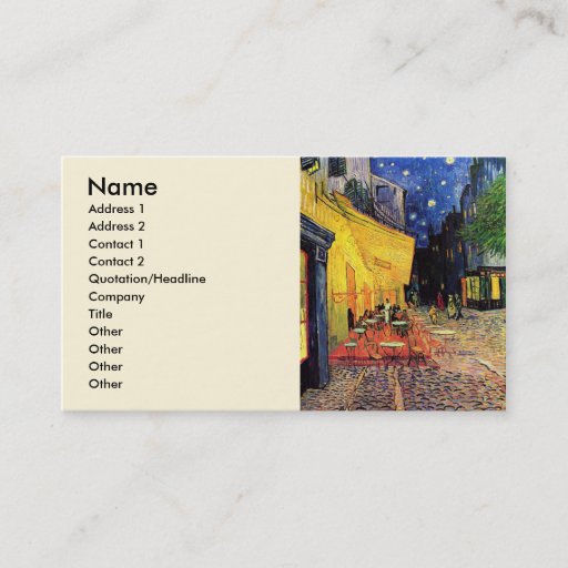 Customizable Van Gogh; Cafe Terrace at Night, Vintage Fine Art Business Card Templates