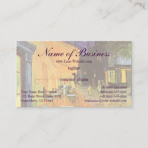 Customizable Cafe Terrace at Night by Vincent van Gogh Business Card Templates