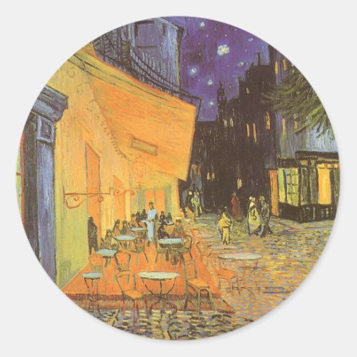 Cafe Terrace at Night by Vincent van Gogh Classic Round Sticker