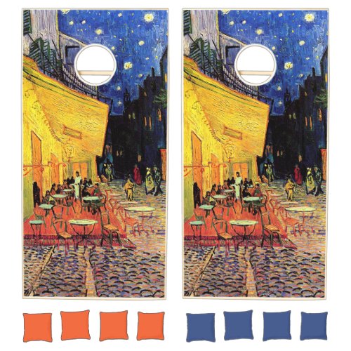 Cafe Terrace at Night by Vincent van Gogh Cornhole Set