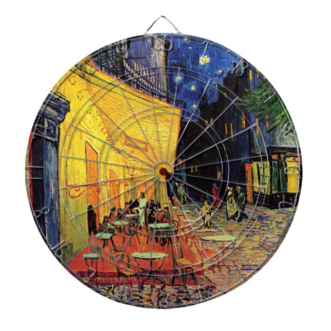 Cafe Terrace at Night by Vincent van Gogh Dart Board (Front)