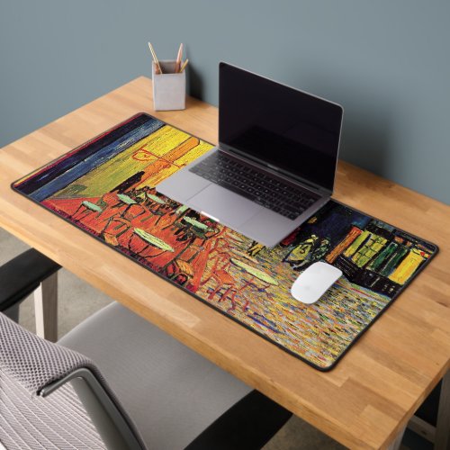 Cafe Terrace at Night by Vincent van Gogh Desk Mat