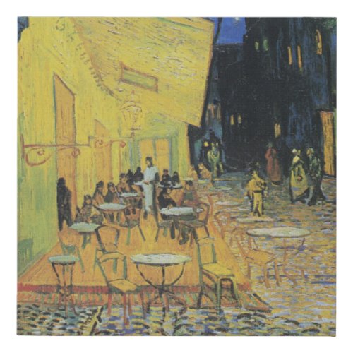 Caf Terrace At Night by Vincent van Gogh Faux Canvas Print