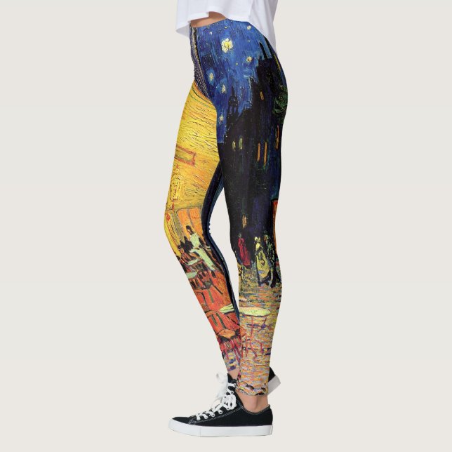 Cafe Terrace at Night by Vincent van Gogh Leggings (Left)