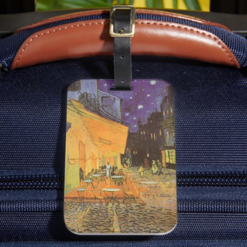 Cafe Terrace at Night by Vincent van Gogh Luggage Tag