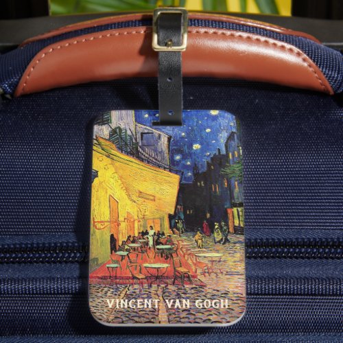 Cafe Terrace at Night by Vincent van Gogh Luggage Tag