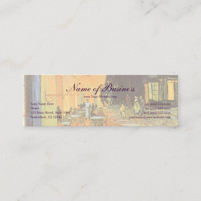 Cafe Terrace at Night by Vincent van Gogh Mini Business Card (Front)