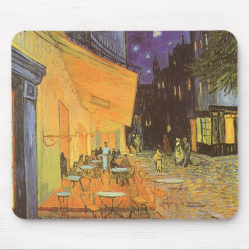 Cafe Terrace at Night by Vincent van Gogh Mouse Pad