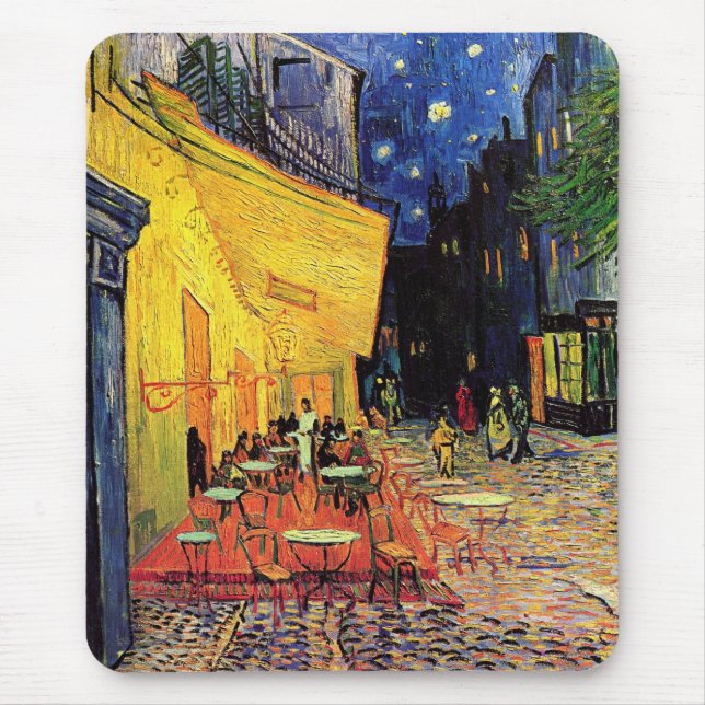 Cafe Terrace at Night by Vincent van Gogh Mouse Pad (Front)