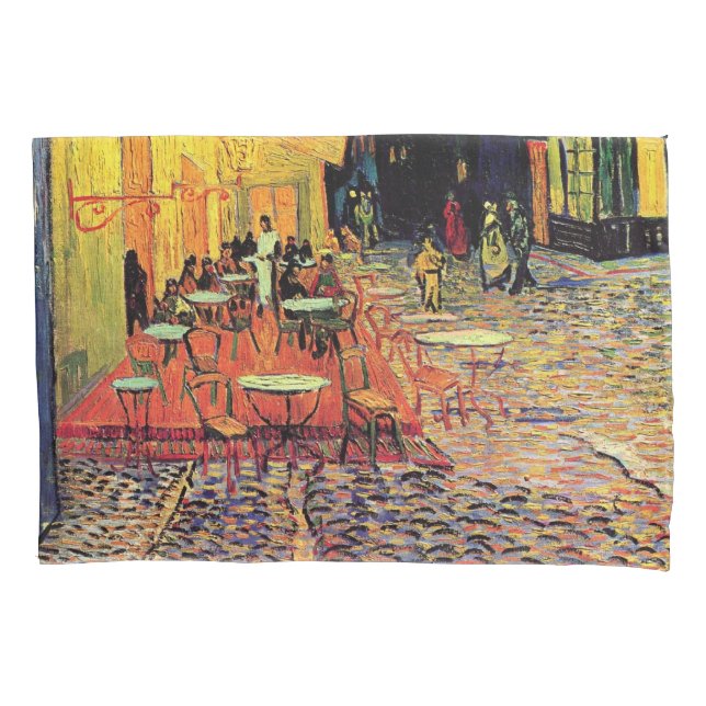 Cafe Terrace at Night by Vincent van Gogh Pillow Case (Front)