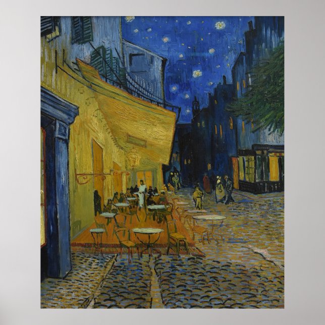 Cafe Terrace at Night by Vincent van Gogh Poster (Front)