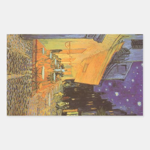 Cafe Terrace at Night by Vincent van Gogh Rectangular Sticker