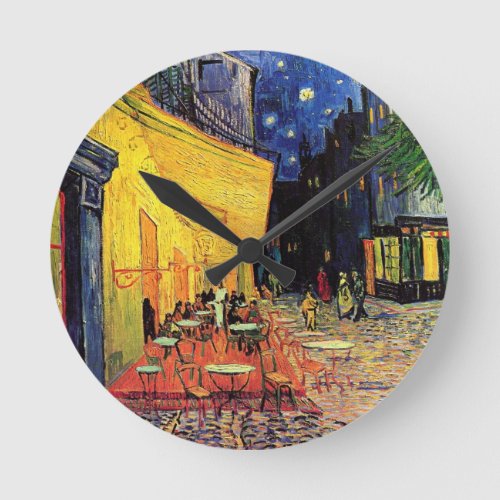 Cafe Terrace at Night by Vincent van Gogh Round Clock