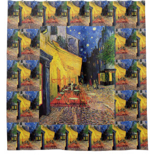 Cafe Terrace at Night by Vincent van Gogh Shower Curtain