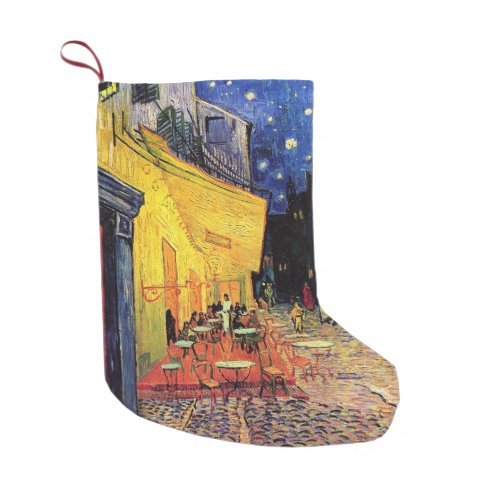 Cafe Terrace at Night by Vincent van Gogh Small Christmas Stocking