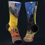 Cafe Terrace at Night by Vincent van Gogh Socks<br><div class="desc">Cafe Terrace on the Place du Forum by Vincent van Gogh is a vintage fine art post impressionism architectural cityscape painting. An exterior view of a restaurant with tables, chairs, waiters, and people dining. A beautiful night with stars in the sky in Arles, France. About the artist: Vincent Willem van...</div>