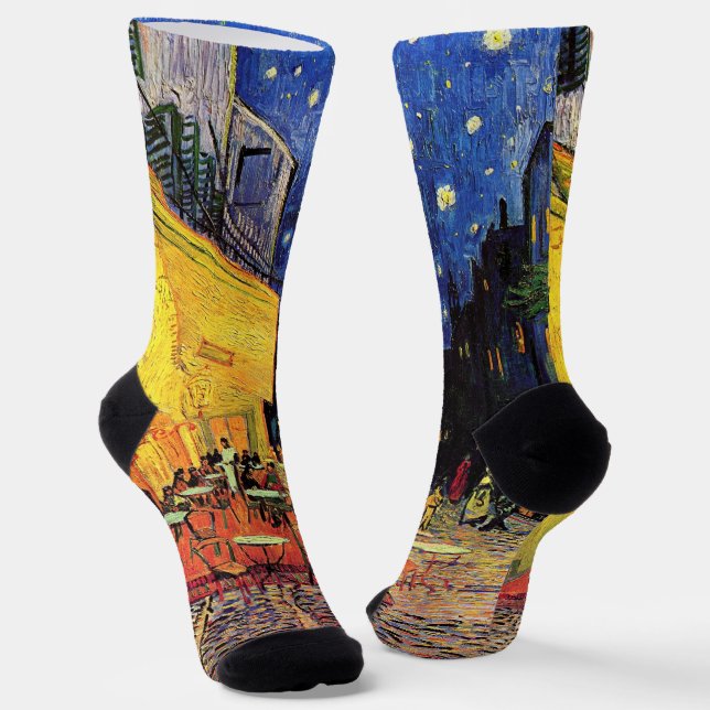 Cafe Terrace at Night by Vincent van Gogh Socks (Angled)
