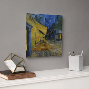 Cafe Terrace at Night by Vincent van Gogh Square Wall Clock