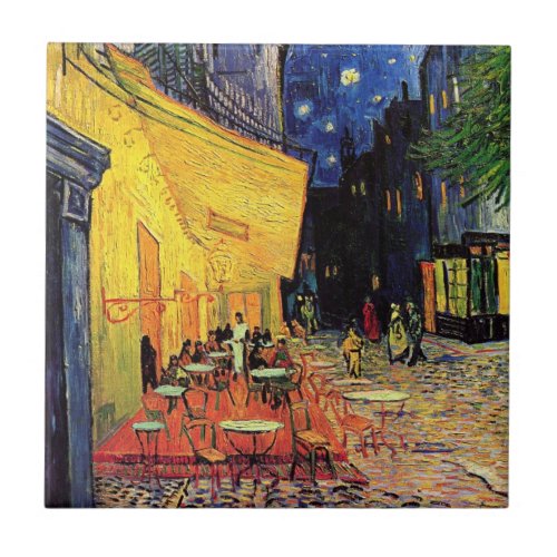 Cafe Terrace at Night by Vincent van Gogh Tile