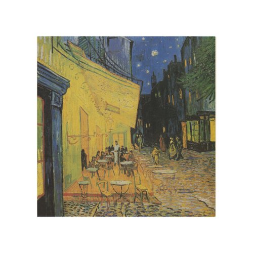Caf Terrace At Night by Vincent van Gogh Wood Wall Art