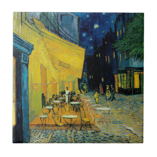 Café Terrace at Night Ceramic Tile