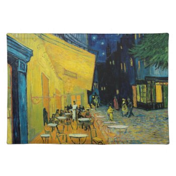 Café Terrace At Night Cloth Placemat by vintage_gift_shop at Zazzle