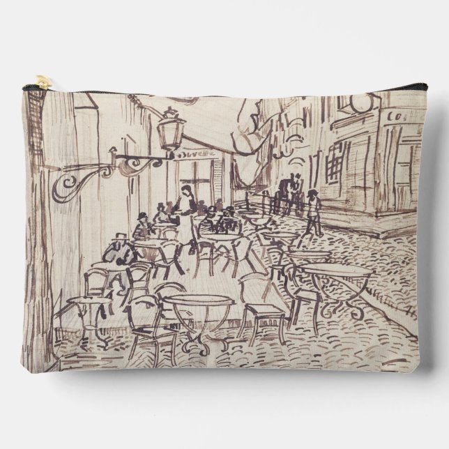 Cafe Terrace at Night, Fine Art Sketch, Van Gogh Accessory Pouch (Front)