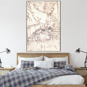 Cafe Terrace at Night, Fine Art Sketch, Van Gogh Canvas Print