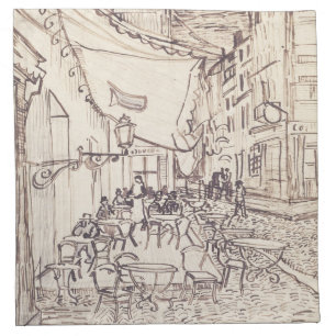 Cafe Terrace at Night, Fine Art Sketch, Van Gogh Cloth Napkin