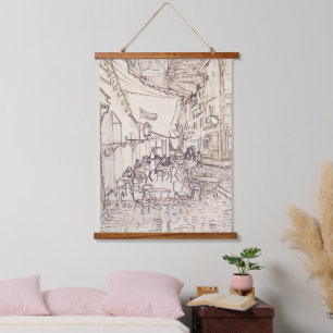 Cafe Terrace at Night, Fine Art Sketch, Van Gogh Hanging Tapestry