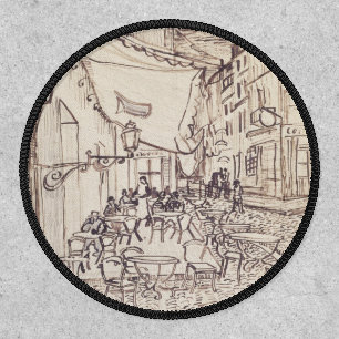 Cafe Terrace at Night, Fine Art Sketch, Van Gogh Patch