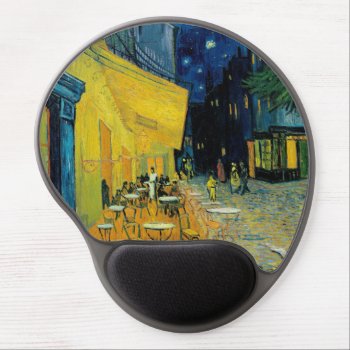 Café Terrace At Night Gel Mouse Pad by vintage_gift_shop at Zazzle