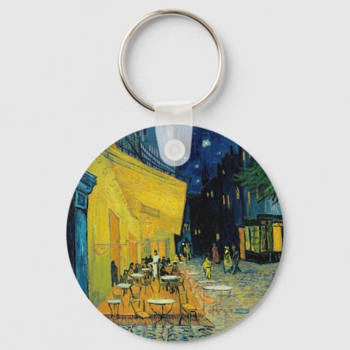 Caf Terrace at Night Keychain