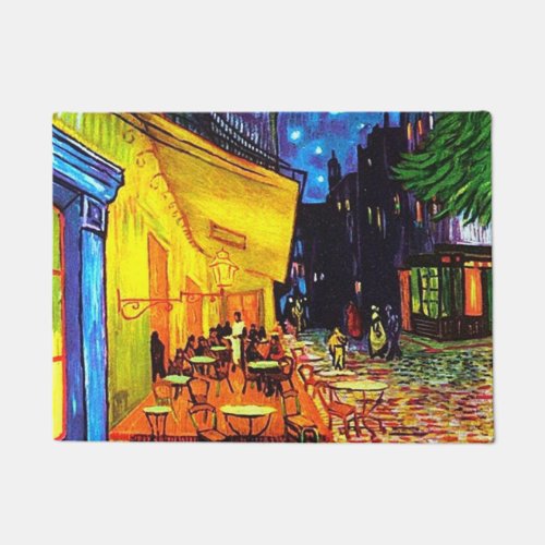 Caf Terrace At Night Painting Vincent van Gogh Doormat