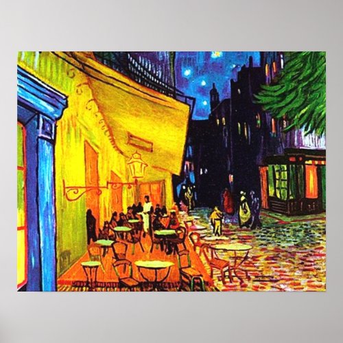 Caf Terrace At Night Painting Vincent van Gogh Poster