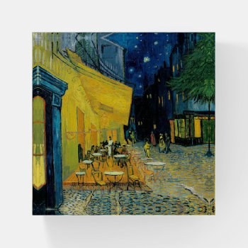 Café Terrace At Night Paperweight by vintage_gift_shop at Zazzle